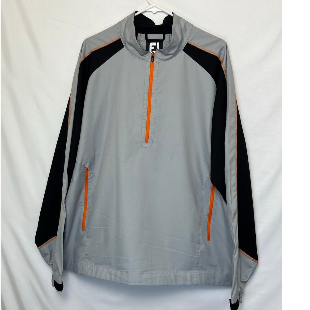 FootJoy Men Large Gray/Black 1/4 Zip Pullover Golf Windbreaker Sweatshirt